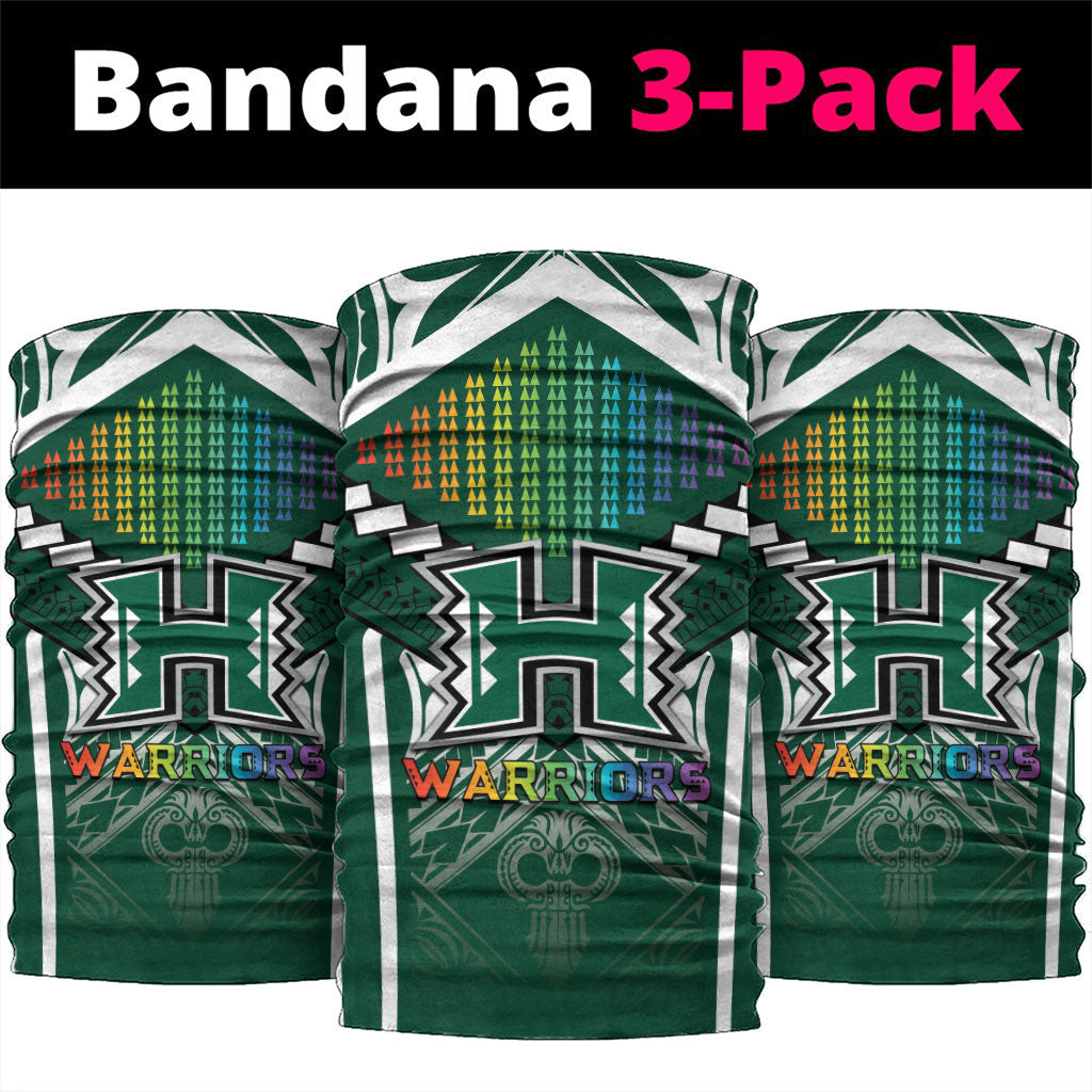 Hawaii Warriors Football Neck Gaiter Rainbow Kakau Pattern Green