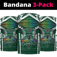 Hawaii Warriors Football Neck Gaiter Rainbow Kakau Pattern Green