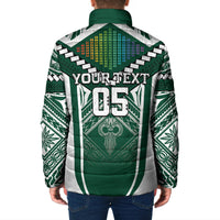 Custom Hawaii Warriors Football Padded Jacket Rainbow Kakau Pattern Green