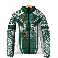 Custom Hawaii Warriors Football Padded Jacket Rainbow Kakau Pattern Green