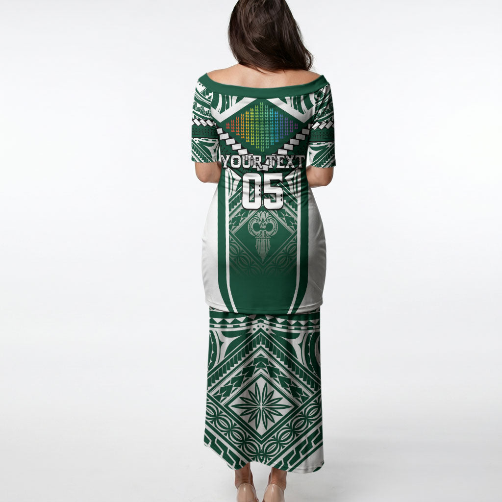 Custom Hawaii Warriors Football Puletasi Rainbow Kakau Pattern Green