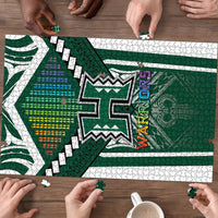 Hawaii Warriors Football Puzzle Rainbow Kakau Pattern Green