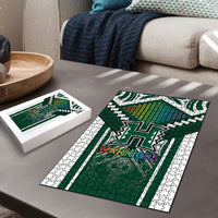 Hawaii Warriors Football Puzzle Rainbow Kakau Pattern Green