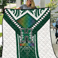 Hawaii Warriors Football Quilt Rainbow Kakau Pattern Green