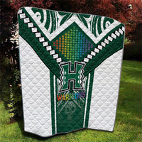Hawaii Warriors Football Quilt Rainbow Kakau Pattern Green