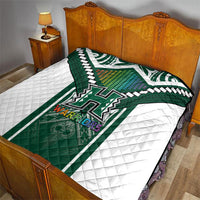 Hawaii Warriors Football Quilt Rainbow Kakau Pattern Green
