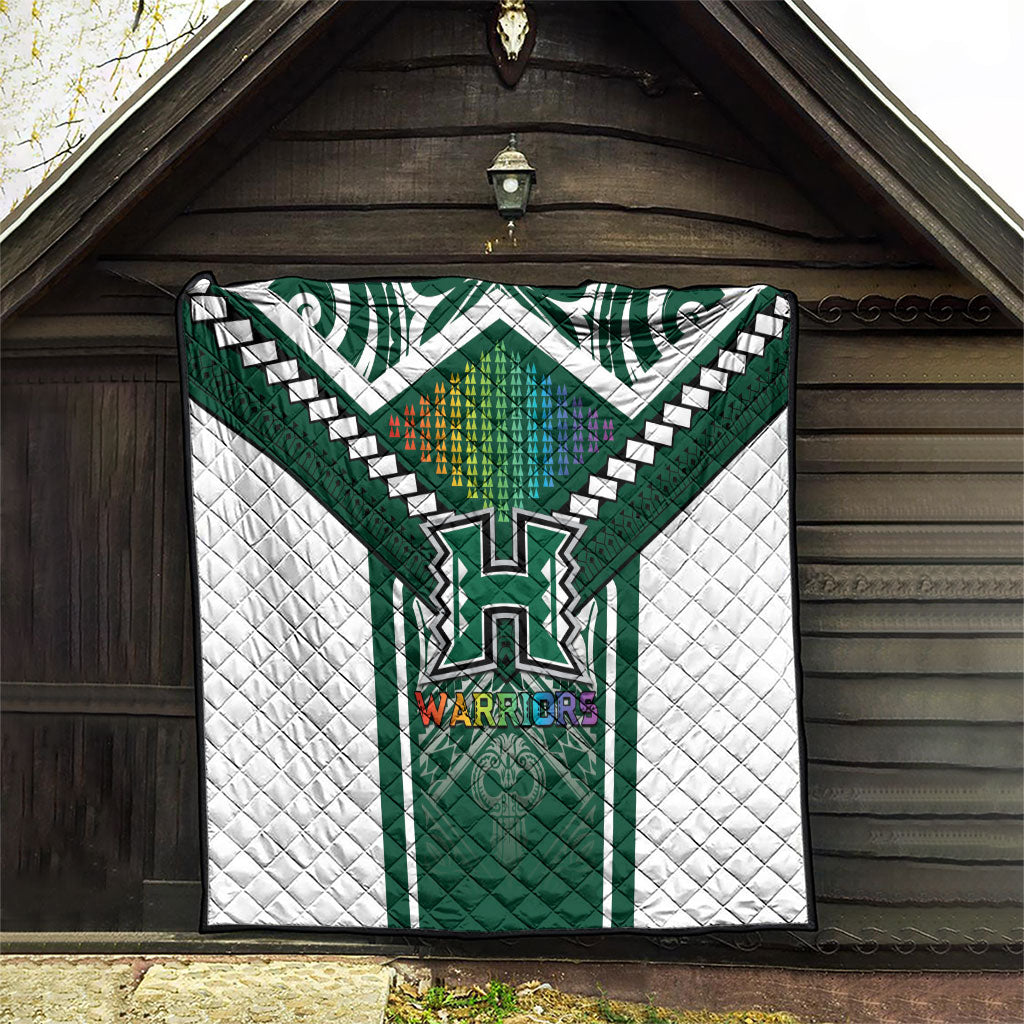 Hawaii Warriors Football Quilt Rainbow Kakau Pattern Green