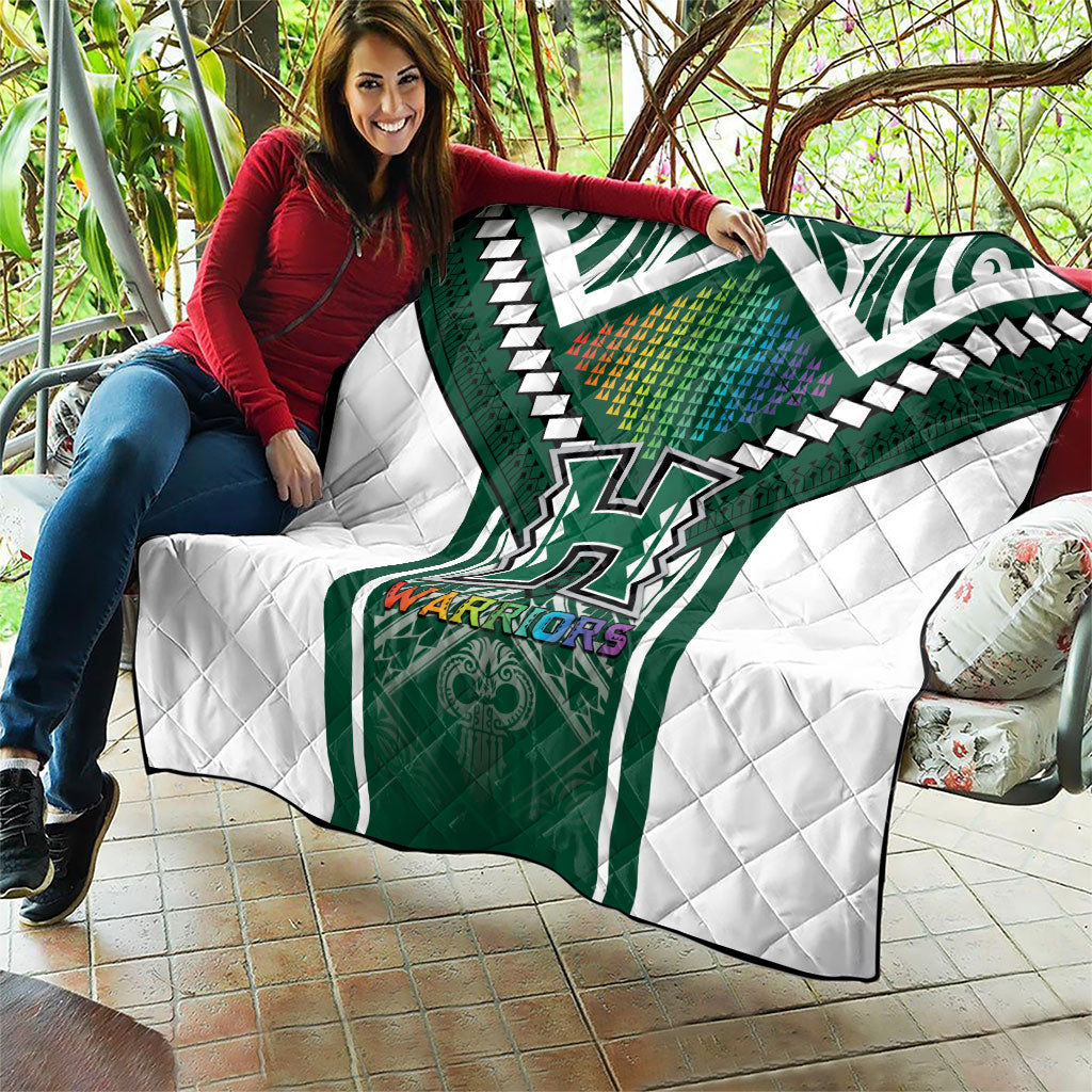 Hawaii Warriors Football Quilt Rainbow Kakau Pattern Green