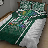 Hawaii Warriors Football Quilt Bed Set Rainbow Kakau Pattern Green