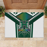 Hawaii Warriors Football Rubber Doormat Rainbow Kakau Pattern Green