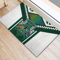 Hawaii Warriors Football Rubber Doormat Rainbow Kakau Pattern Green