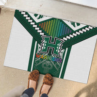 Hawaii Warriors Football Rubber Doormat Rainbow Kakau Pattern Green