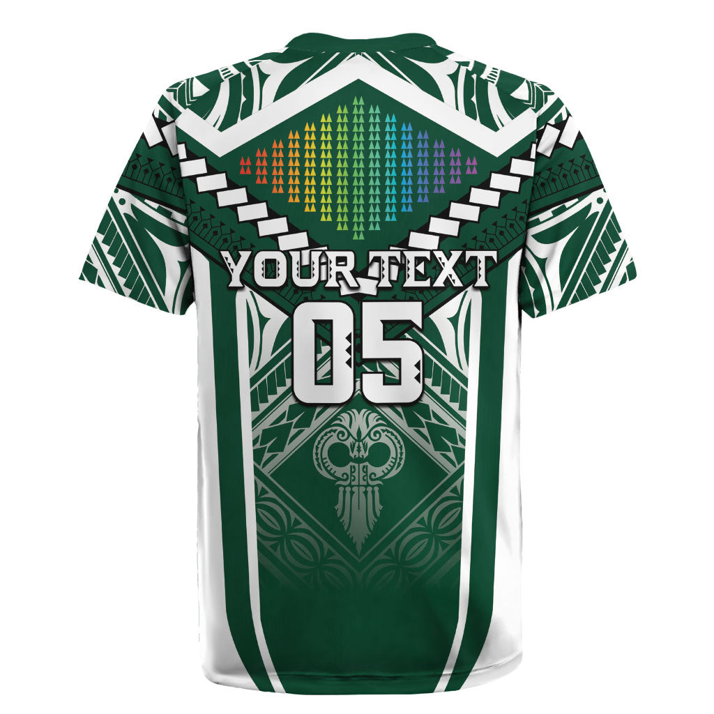 Custom Hawaii Warriors Football Rugby Jersey Rainbow Kakau Pattern Green