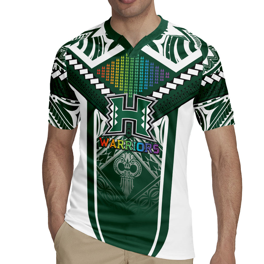 Custom Hawaii Warriors Football Rugby Jersey Rainbow Kakau Pattern Green