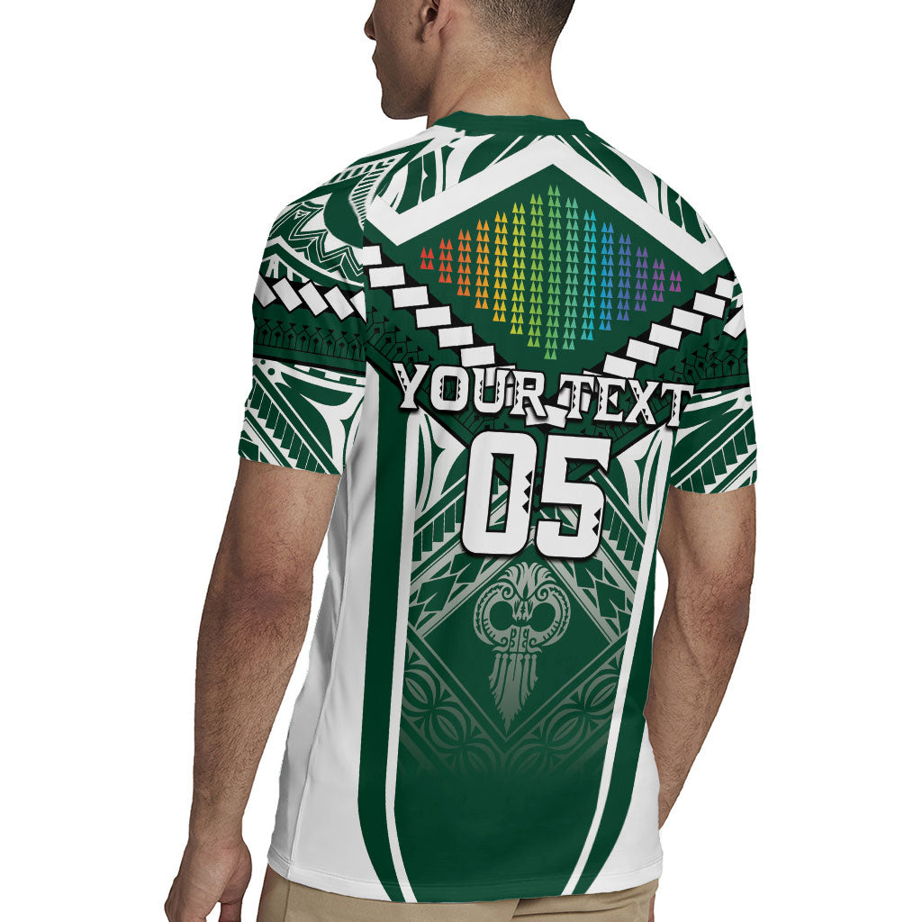 Custom Hawaii Warriors Football Rugby Jersey Rainbow Kakau Pattern Green