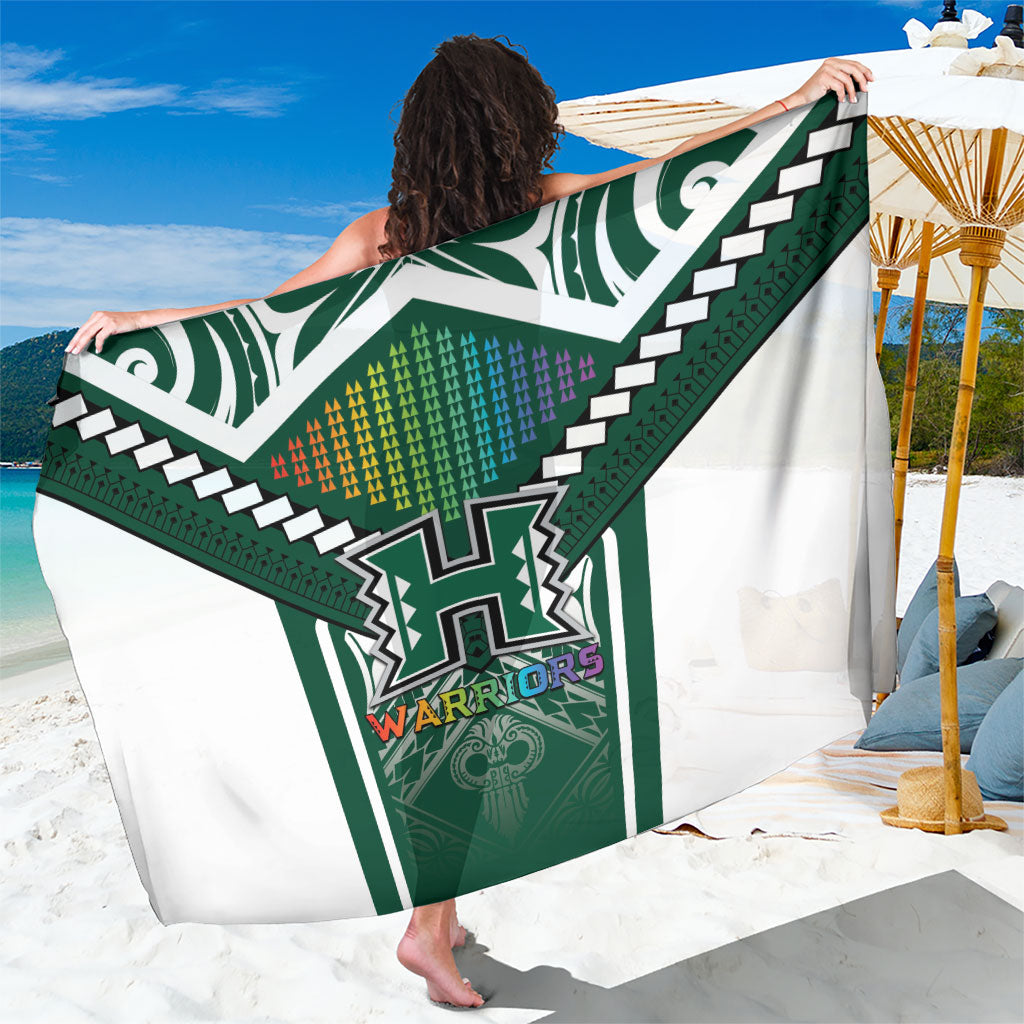 Hawaii Warriors Football Sarong Rainbow Kakau Pattern Green