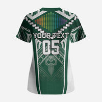 Custom Hawaii Warriors Football Scrub Top Rainbow Kakau Pattern Green