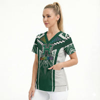 Custom Hawaii Warriors Football Scrub Top Rainbow Kakau Pattern Green