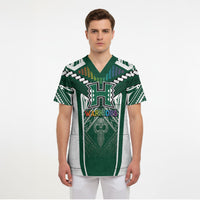 Custom Hawaii Warriors Football Scrub Top Rainbow Kakau Pattern Green