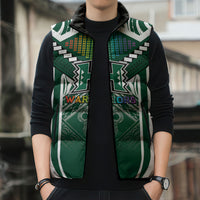 Custom Hawaii Warriors Football Sleeveless Puffer Jacket Rainbow Kakau Pattern Green