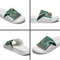 Hawaii Warriors Football Slide Sandals Rainbow Kakau Pattern Green