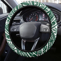 Hawaii Warriors Football Steering Wheel Cover Rainbow Kakau Pattern Green
