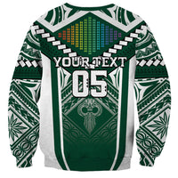 Custom Hawaii Warriors Football Sweatshirt Rainbow Kakau Pattern Green LT05 - Polynesian Pride