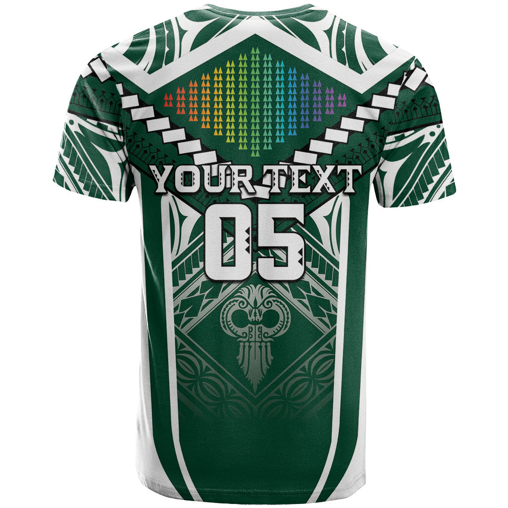 Custom Hawaii Warriors Football T Shirt Rainbow Kakau Pattern Green