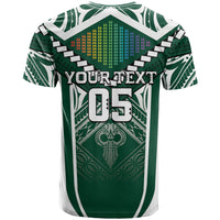 Custom Hawaii Warriors Football T Shirt Rainbow Kakau Pattern Green