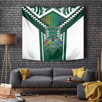 Hawaii Warriors Football Tapestry Rainbow Kakau Pattern Green