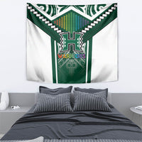 Hawaii Warriors Football Tapestry Rainbow Kakau Pattern Green
