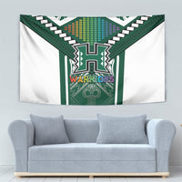 Hawaii Warriors Football Tapestry Rainbow Kakau Pattern Green