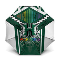 Hawaii Warriors Football Umbrella Rainbow Kakau Pattern Green