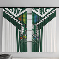 Hawaii Warriors Football Window Curtain Rainbow Kakau Pattern Green
