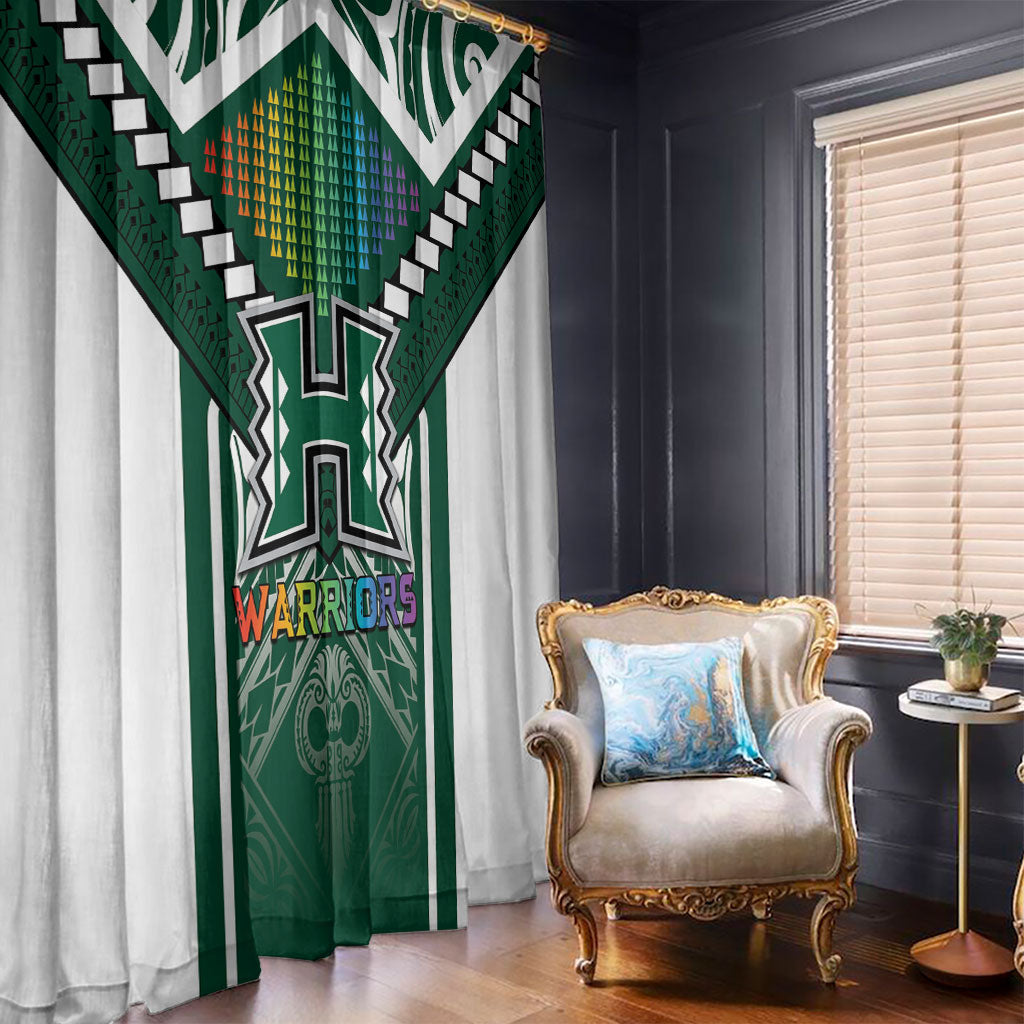 Hawaii Warriors Football Window Curtain Rainbow Kakau Pattern Green
