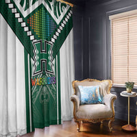 Hawaii Warriors Football Window Curtain Rainbow Kakau Pattern Green