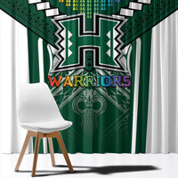 Hawaii Warriors Football Window Curtain Rainbow Kakau Pattern Green