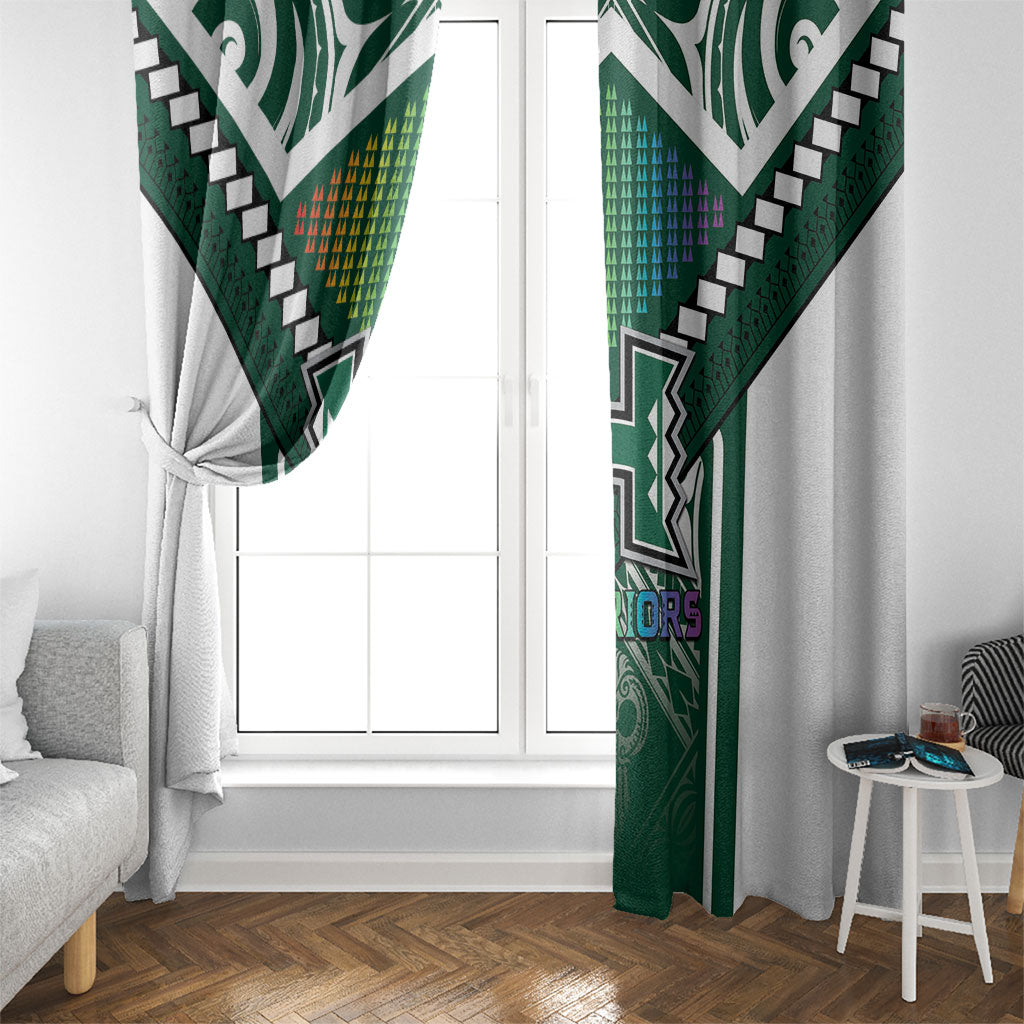 Hawaii Warriors Football Window Curtain Rainbow Kakau Pattern Green