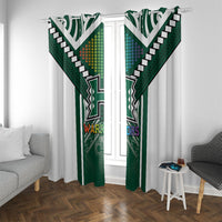 Hawaii Warriors Football Window Curtain Rainbow Kakau Pattern Green