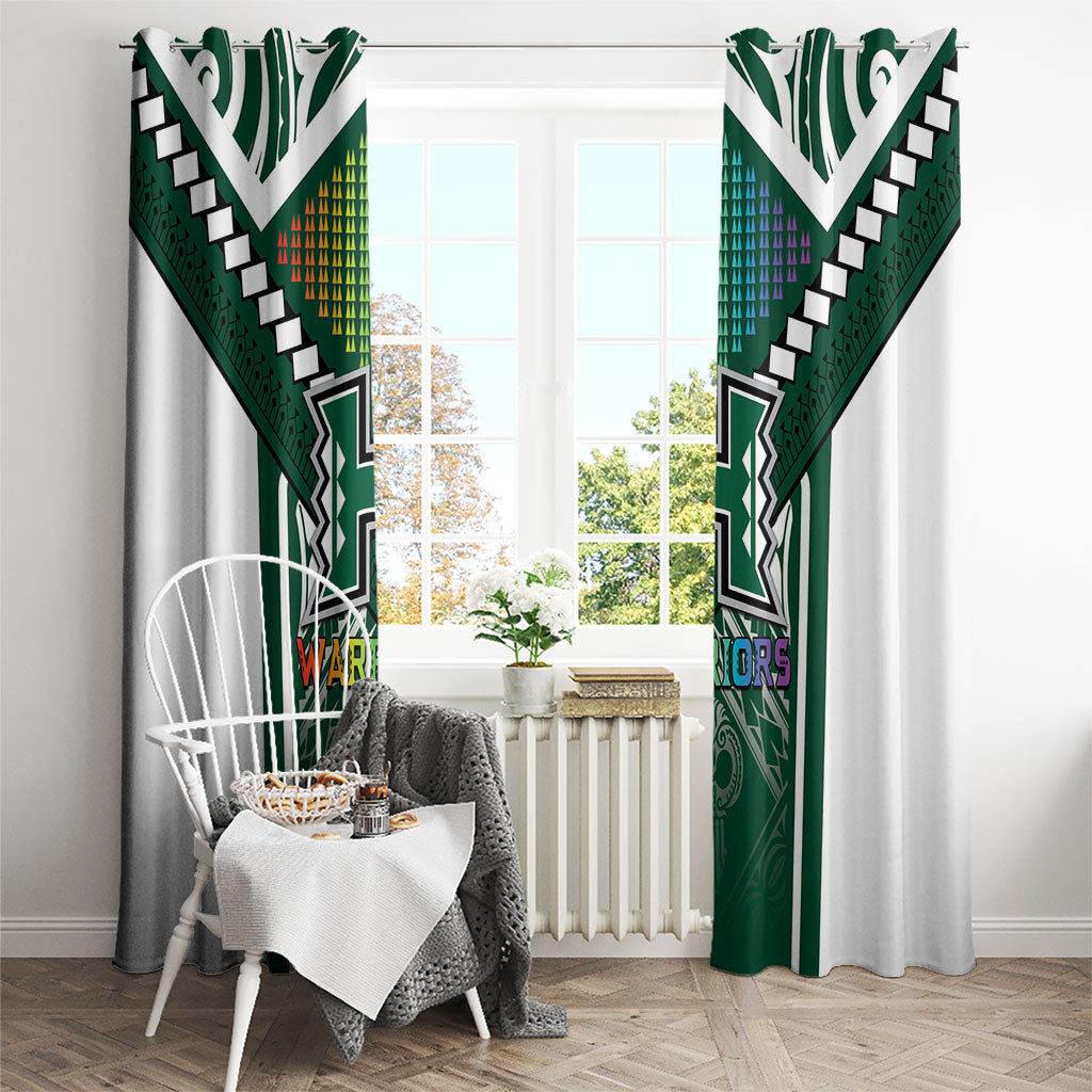 Hawaii Warriors Football Window Curtain Rainbow Kakau Pattern Green