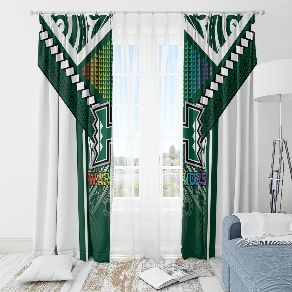 Hawaii Warriors Football Window Curtain Rainbow Kakau Pattern Green