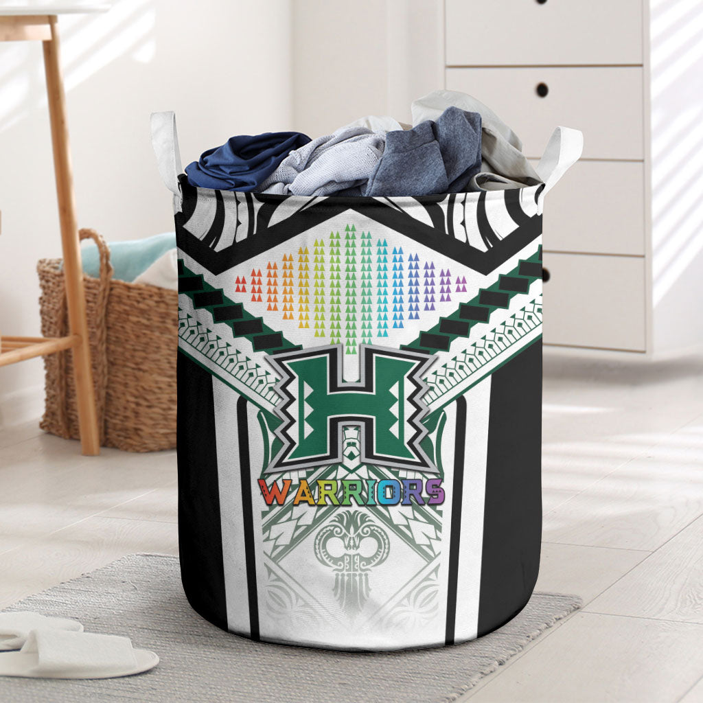 Hawaii Warriors Football Laundry Basket Rainbow Kakau Pattern White