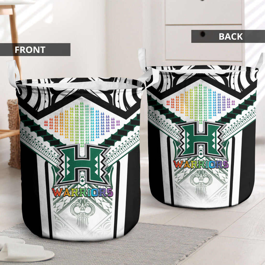 Hawaii Warriors Football Laundry Basket Rainbow Kakau Pattern White