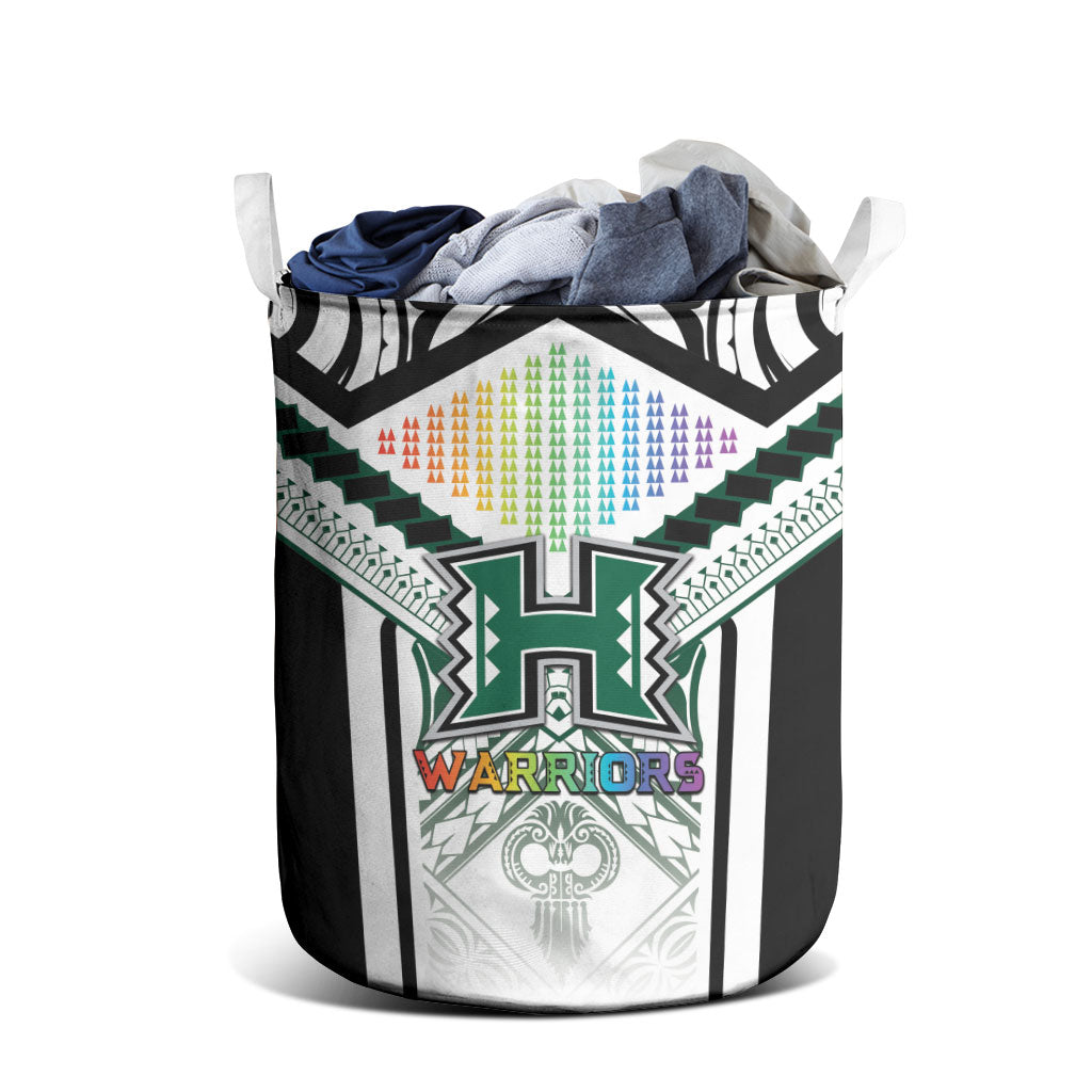 Hawaii Warriors Football Laundry Basket Rainbow Kakau Pattern White