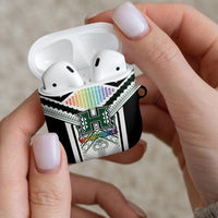 Hawaii Warriors Football AirPods Case Rainbow Kakau Pattern White