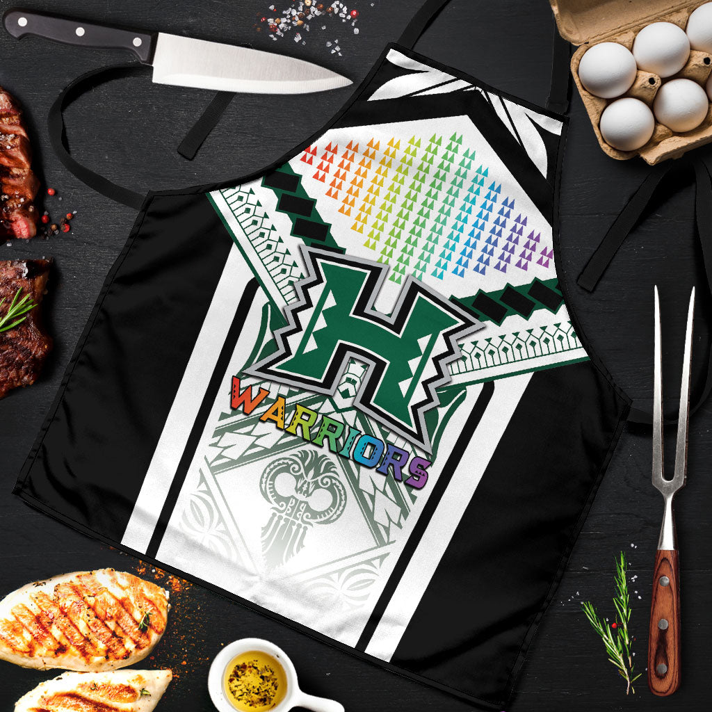 Hawaii Warriors Football Apron Rainbow Kakau Pattern White LT05 White - Polynesian Pride