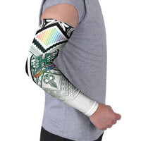 Custom Hawaii Warriors Football Arm Sleeves Rainbow Kakau Pattern White