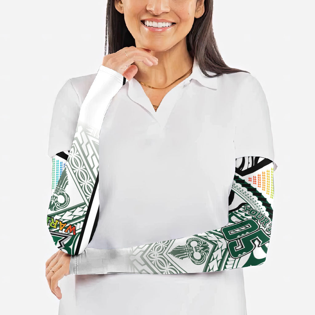 Custom Hawaii Warriors Football Arm Sleeves Rainbow Kakau Pattern White