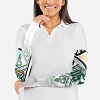 Custom Hawaii Warriors Football Arm Sleeves Rainbow Kakau Pattern White