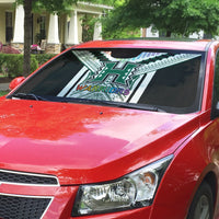 Hawaii Warriors Football Auto Sun Shade Rainbow Kakau Pattern White